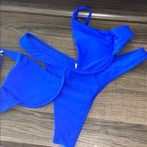Blue V Wire Bikini Set